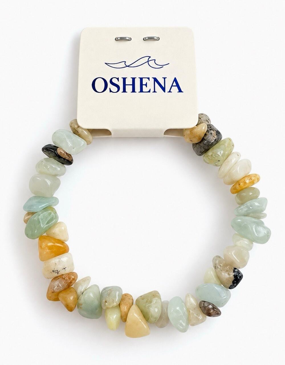 Oshena Natural Stone Chip Stretch Bracelet Multicolor Gemstone Beads NW